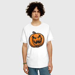 Футболка оверсайз мужская Pumpkin Halloween, цвет: белый — фото 2