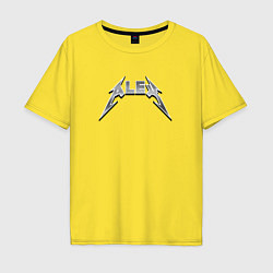 Футболка оверсайз мужская Алекс - в стиле рок-группы металлика, цвет: желтый