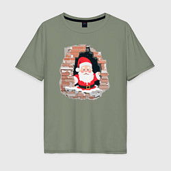 Мужская футболка оверсайз Дедушка мороз из стены