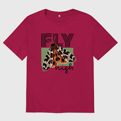 Футболка оверсайз мужская Fly high moth, цвет: маджента