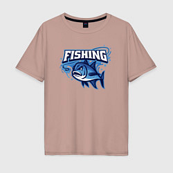 Футболка оверсайз мужская Fishing style, цвет: пыльно-розовый