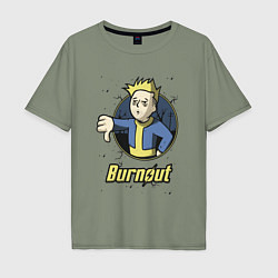 Футболка оверсайз мужская Burnout - vault boy, цвет: авокадо