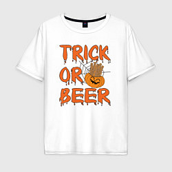 Футболка оверсайз мужская Trick or beer, цвет: белый