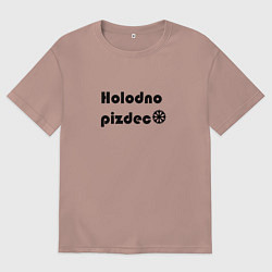 Мужская футболка оверсайз Холодно пи*дец чёрная снежинка