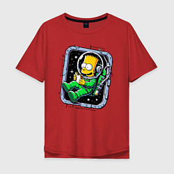 Мужская футболка оверсайз Барт Симпсон с сэндвичем в космосе - нейросеть