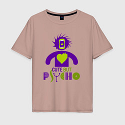 Мужская футболка оверсайз Cute but psycho inscription