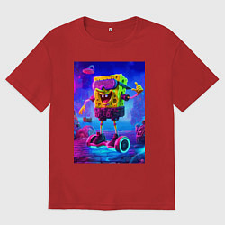 Мужская футболка оверсайз Sponge Bob on a gyro scooter - ai art