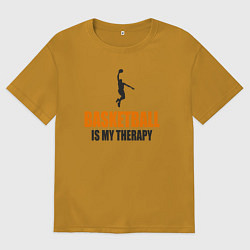 Футболка оверсайз мужская Баскетбол моя терапия, цвет: горчичный