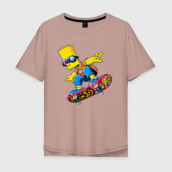 Футболка оверсайз мужская Bart Simpson on a skateboard - extreme, цвет: пыльно-розовый