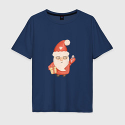 Мужская футболка оверсайз Дед Мороз с подарком на Новый год