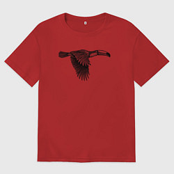 Футболка оверсайз мужская Тукан летит, цвет: красный