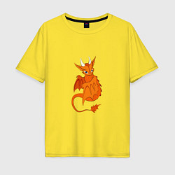 Футболка оверсайз мужская Оранжевый дракон, цвет: желтый