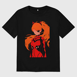 Футболка оверсайз мужская Asuka Langley is Dead Serious, цвет: черный