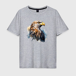 Футболка оверсайз мужская Акварельный орел в брызгах краски, цвет: меланж