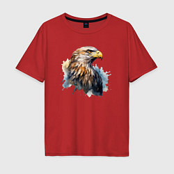 Мужская футболка оверсайз Акварельный орел в брызгах краски
