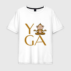 Мужская футболка оверсайз Йога - обезьяна