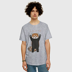 Футболка оверсайз мужская Im big and scary красная панда, цвет: меланж — фото 2