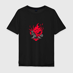 Мужская футболка оверсайз Логотип Samurai Cyberpunk 2077