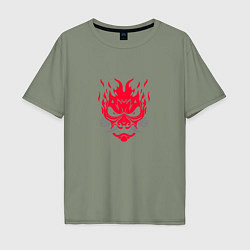 Мужская футболка оверсайз Логотип Samurai Cyberpunk 2077 - симметричный