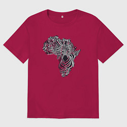 Футболка оверсайз мужская Зебра из Африки, цвет: маджента