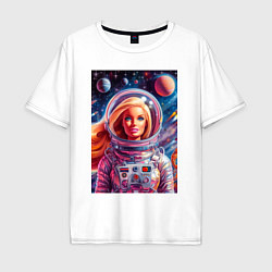 Мужская футболка оверсайз Красавица Барби в космосе - нейросеть