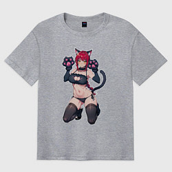 Футболка оверсайз мужская Макима милый котик, цвет: меланж