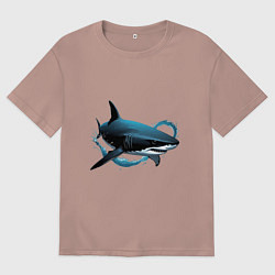 Мужская футболка оверсайз Акула портрет