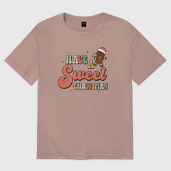 Футболка оверсайз мужская Сладкого Рождества, цвет: пыльно-розовый