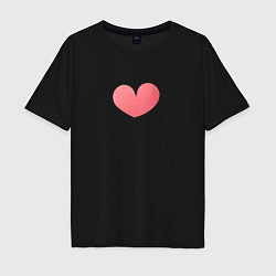 Мужская футболка оверсайз Акварельное нежно-розовое сердце