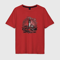 Мужская футболка оверсайз Море и маяк