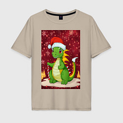 Мужская футболка оверсайз Рождественский дракон