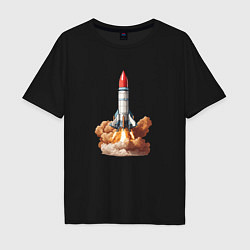 Мужская футболка оверсайз Взлет космической ракеты