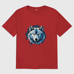 Футболка оверсайз мужская Полярный волк, цвет: красный