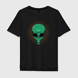 Мужская футболка оверсайз Зелёный марсианин