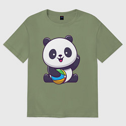 Мужская футболка оверсайз Панда с мячиком