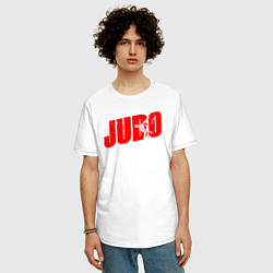 Футболка оверсайз мужская Judo red, цвет: белый — фото 2