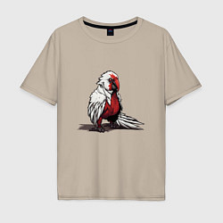 Футболка оверсайз мужская Красный попугай, цвет: миндальный