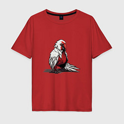 Мужская футболка оверсайз Красный попугай