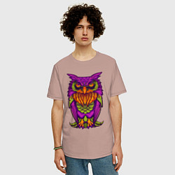 Футболка оверсайз мужская Purple owl, цвет: пыльно-розовый — фото 2