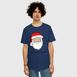 Футболка оверсайз мужская Криповый Санта, цвет: тёмно-синий — фото 2