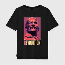 Футболка оверсайз мужская Lenin revolution, цвет: черный