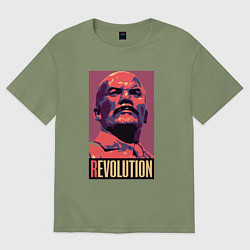 Футболка оверсайз мужская Lenin revolution, цвет: авокадо