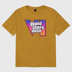 Футболка оверсайз мужская GTA 6 logo, цвет: горчичный