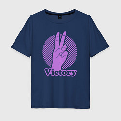 Футболка оверсайз мужская Victory hand gesture, цвет: тёмно-синий