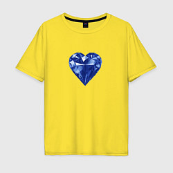 Мужская футболка оверсайз Синее алмазное сердце