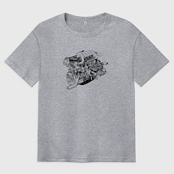 Мужская футболка оверсайз Мотор чертеж