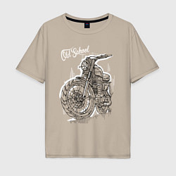 Мужская футболка оверсайз Старая школа - мотоцикл
