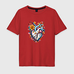 Мужская футболка оверсайз Расцветающее сердце