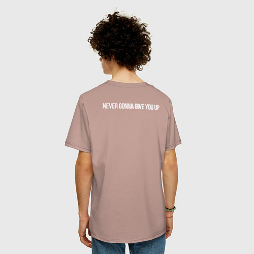 Мужская футболка оверсайз Qr код на песню Never Gonna Give You Up / Пыльно-розовый – фото 4