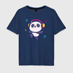 Футболка оверсайз мужская Music panda, цвет: тёмно-синий